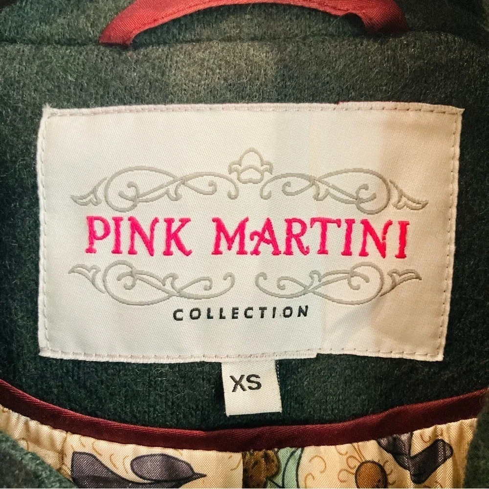 PINK MARTINI SZ SX Hunter Green Zipper Closure Pocket Back Pleat Jacket Coat - Picture 14 of 14